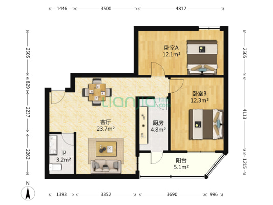 芳星园三区 2室1厅1卫 79平方