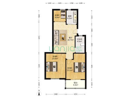 下吕浦七区天鹅组团 3室1厅1卫 71平方