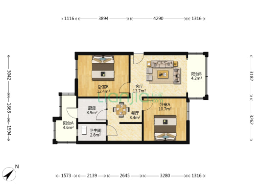 文景巷16号 2室2厅1卫 71平方