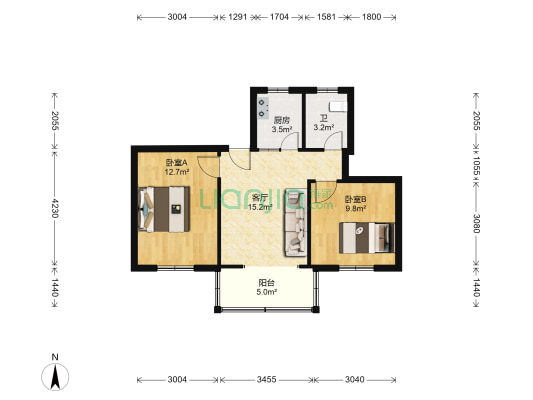 海事法院宿舍 2室1厅1卫 59平方