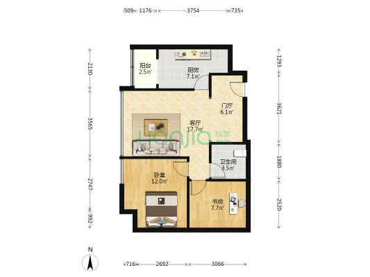望城国际公馆 2室1厅1卫 76平方