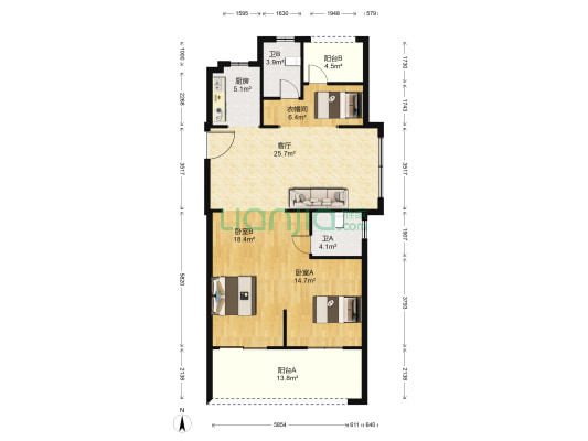 洛塘公馆 2室1厅2卫 110平方