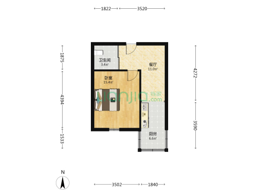 湖光南区 1室1厅1卫 47平方