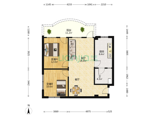 康乐苑 2室1厅1卫 88平方