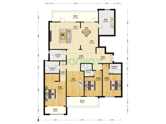 曲江公馆和园 4室2厅4卫 240平方