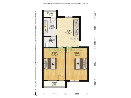 茶机厂宿舍 2室1厅1卫 75平方