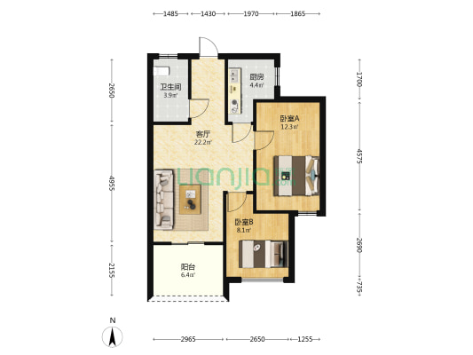 浦兴新苑 2室1厅1卫 75平方