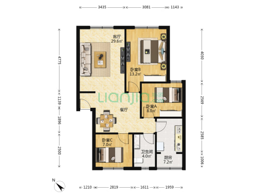 酱园小区 3室1厅1卫 86平方