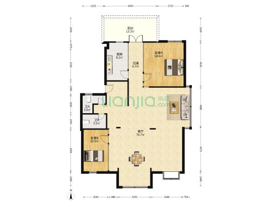 三清山中大道46号 2室1厅2卫 157平方