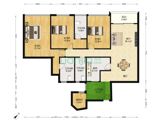 嘉裕公馆 3室1厅3卫 153平方