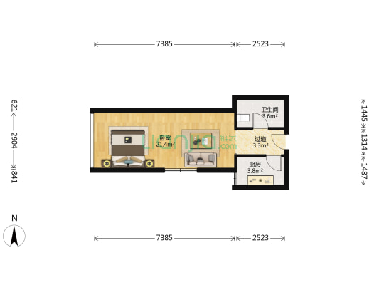 海璟国际商务 1室0厅1卫 45平方