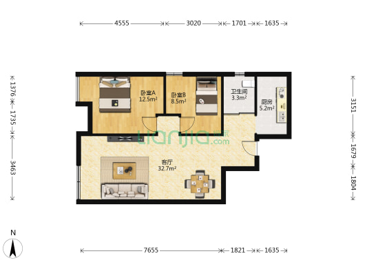 万年路三支路5号 2室1厅1卫 83平方