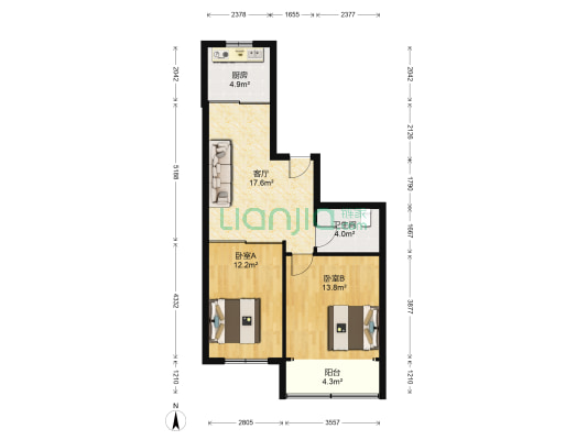 福岭小区H区 2室1厅1卫 69平方
