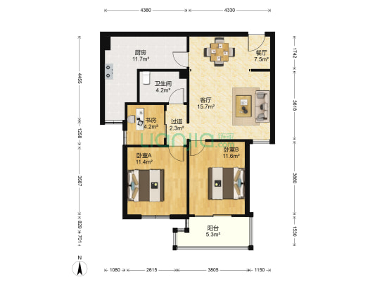 东大道壹号 3室2厅1卫 92平方