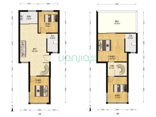 鸿翔锦园 4室1厅2卫 119平方