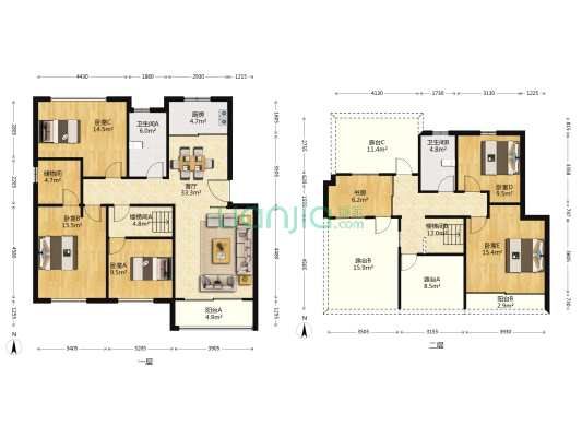 春天花园 6室1厅2卫 180平方