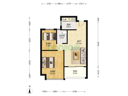 双岙嘉苑 2室1厅1卫 76平方