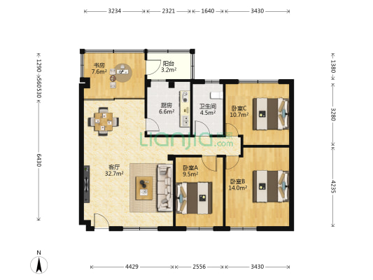 建设大马路 4室1厅1卫 103平方