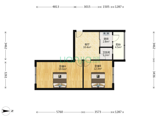 建成家园 2室1厅1卫 64平方