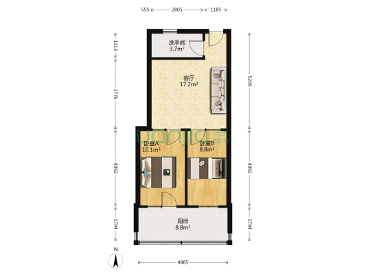 小南洪街 2室1厅1卫 56平方