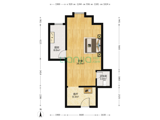 国润商务大厦 1室1厅1卫 79平方