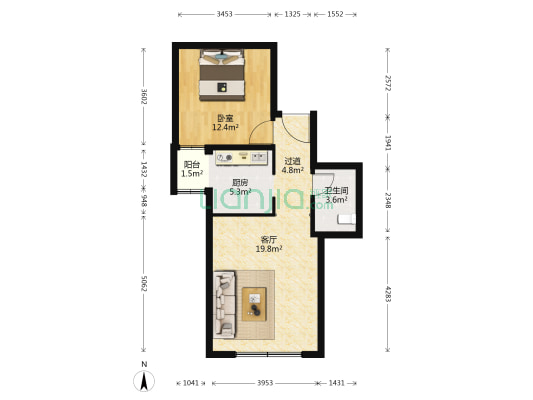 晨曦园 1室1厅1卫 68平方