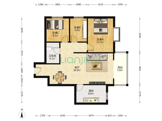 省建筑设计研究所家属院（静宁路） 3室1厅1卫 106平方