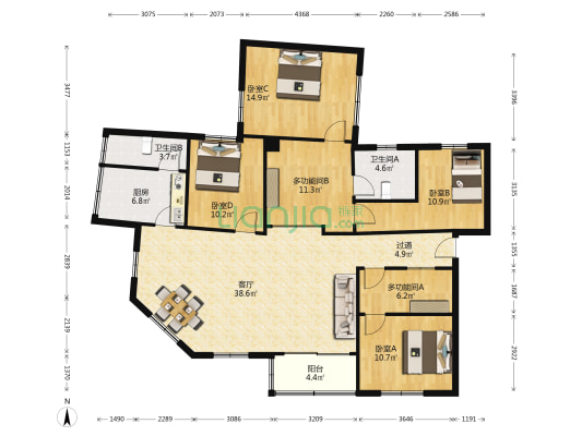 雅都大厦 6室1厅2卫 147平方