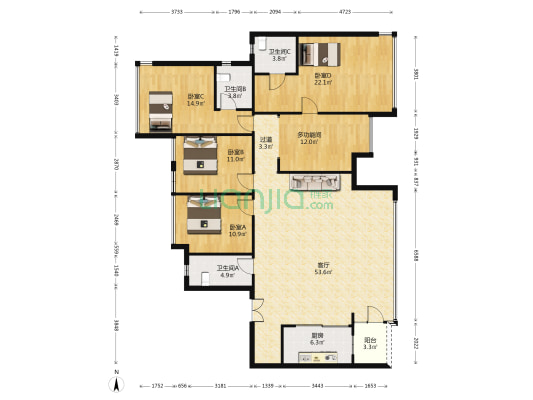 御璟湖山璟时南 5室1厅3卫 169平方