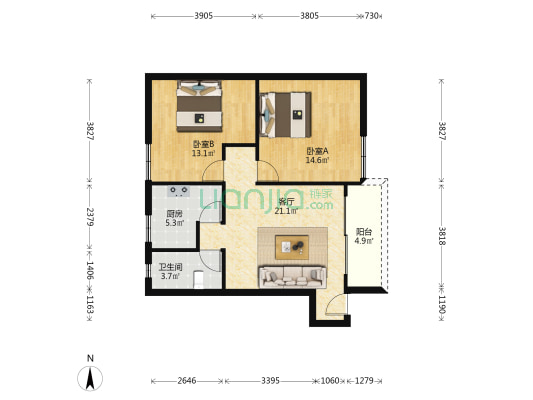 南油宿舍 2室1厅1卫 71平方