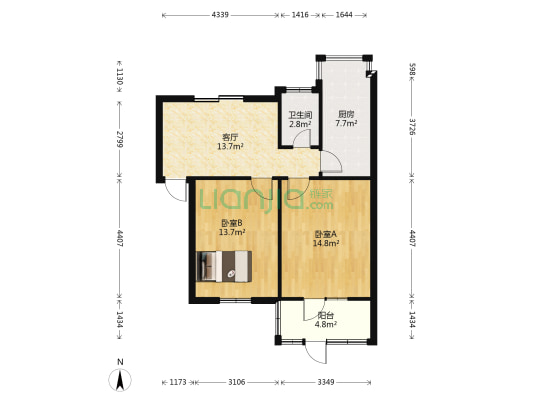 钢花村110街坊 2室1厅1卫 69平方