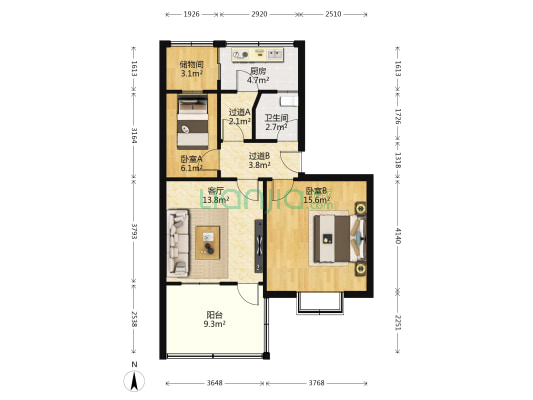 东一路东二巷小区 2室1厅1卫 79平方
