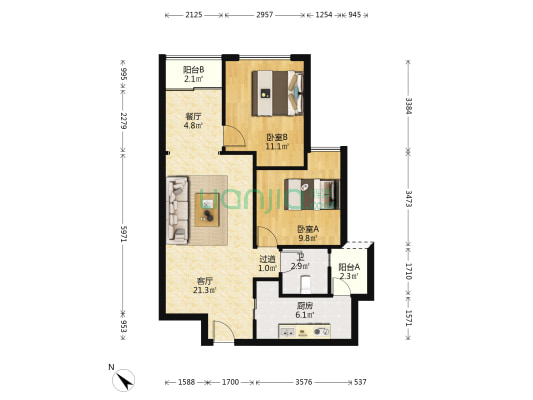 此房住家舒适 交通方便 生活配套齐全-户型图