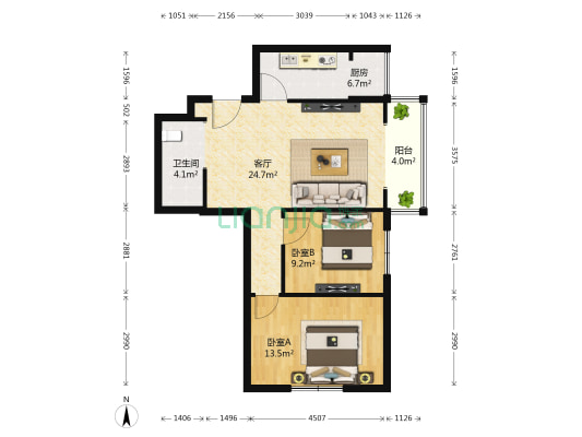 教师公寓 2室1厅1卫 83平方
