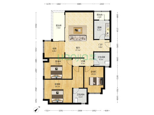 凯德玖悦华章 4室1厅2卫 133平方