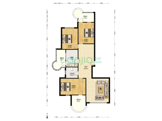 粤海 3室1厅1卫 123平方