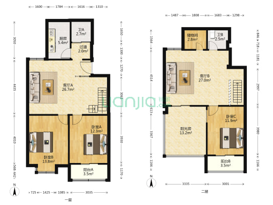 云锦四季 3室2厅2卫 140平方