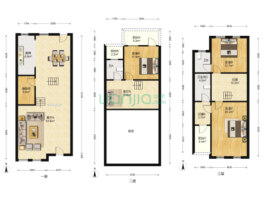 雨润星雨华府 3室2厅3卫 211平方