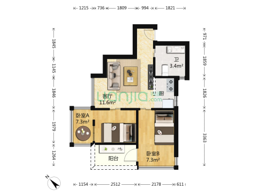 ：此房格局方正，实用 空间灵动