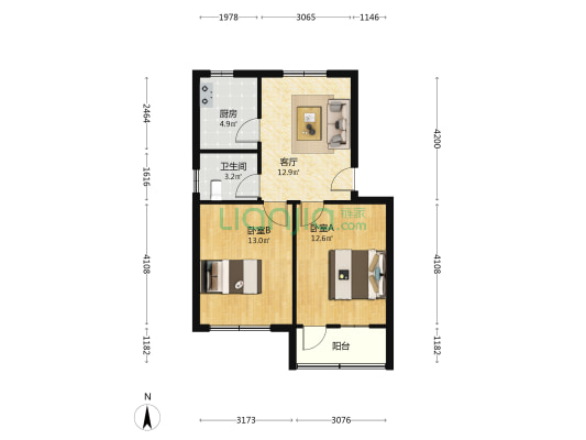 交通路3511号 2室1厅1卫 49平方