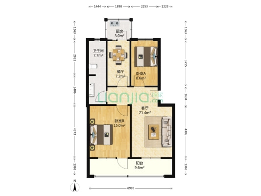 景明街7号院 2室2厅1卫 83平方
