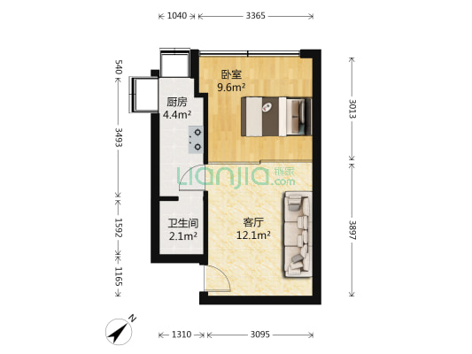 球横小区 1室1厅1卫 33平方