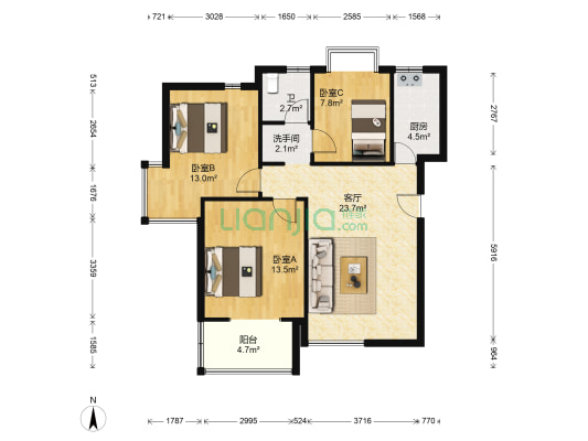 常春藤花园北区 3室1厅2卫 102平方