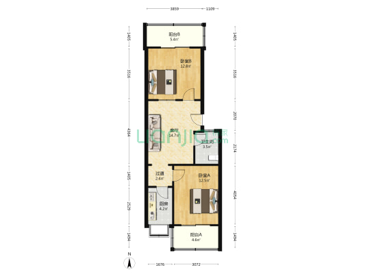 小赵砦东街35号 2室1厅1卫 75平方
