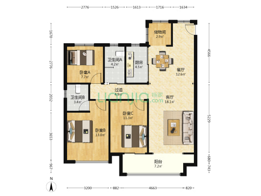 宏尚·江山里 3室2厅2卫 123平方