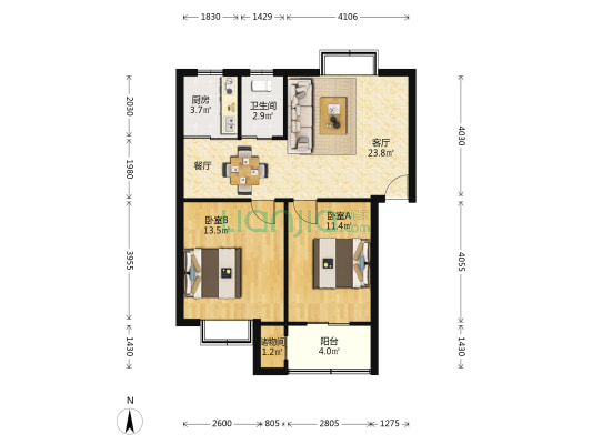 襄阳市为民市委维护管理公司 2室1厅1卫 74平方