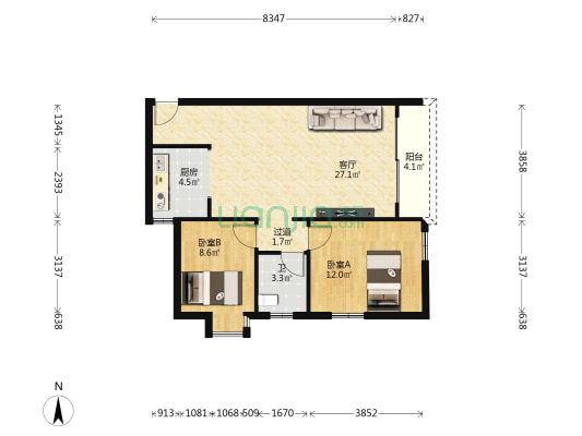 海朗名轩 2室1厅1卫 72平方