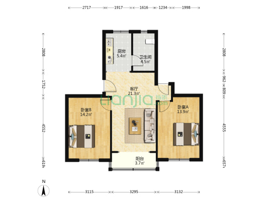 西林小区 2室1厅1卫 94平方