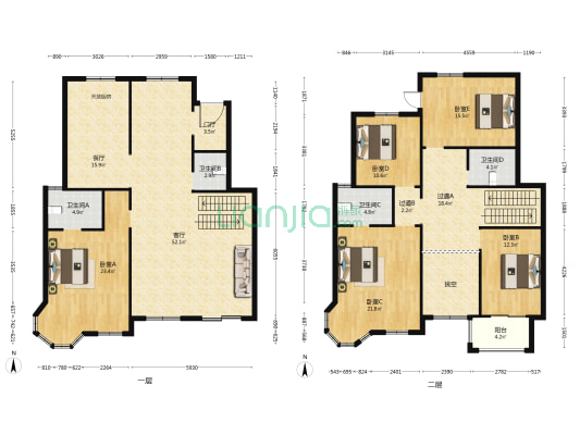 源盛嘉禾A区 5室2厅4卫 384平方