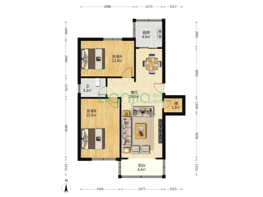 雅苑小区 2室1厅1卫 69平方